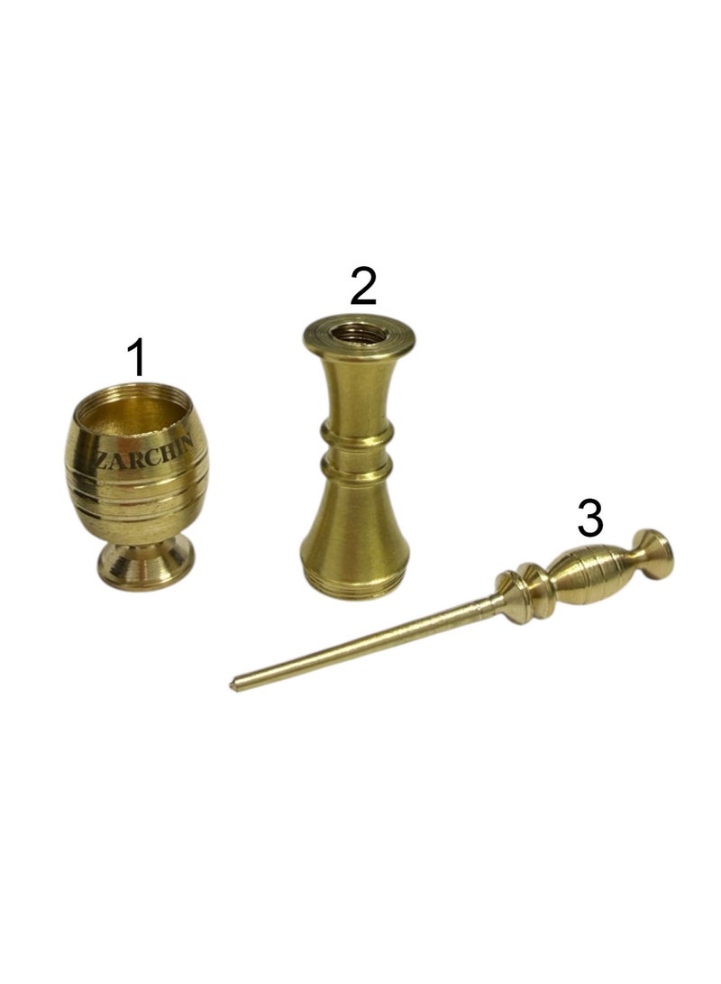 ZARCHIN Traditional Brass Kajal – Surmadani Gold Kohl Container with Rotating Lid & Applicator Stick | Arabic Surma Dani Unique Gift For Eye Makeup – (Without Surma, 7.5cm) - Image 4